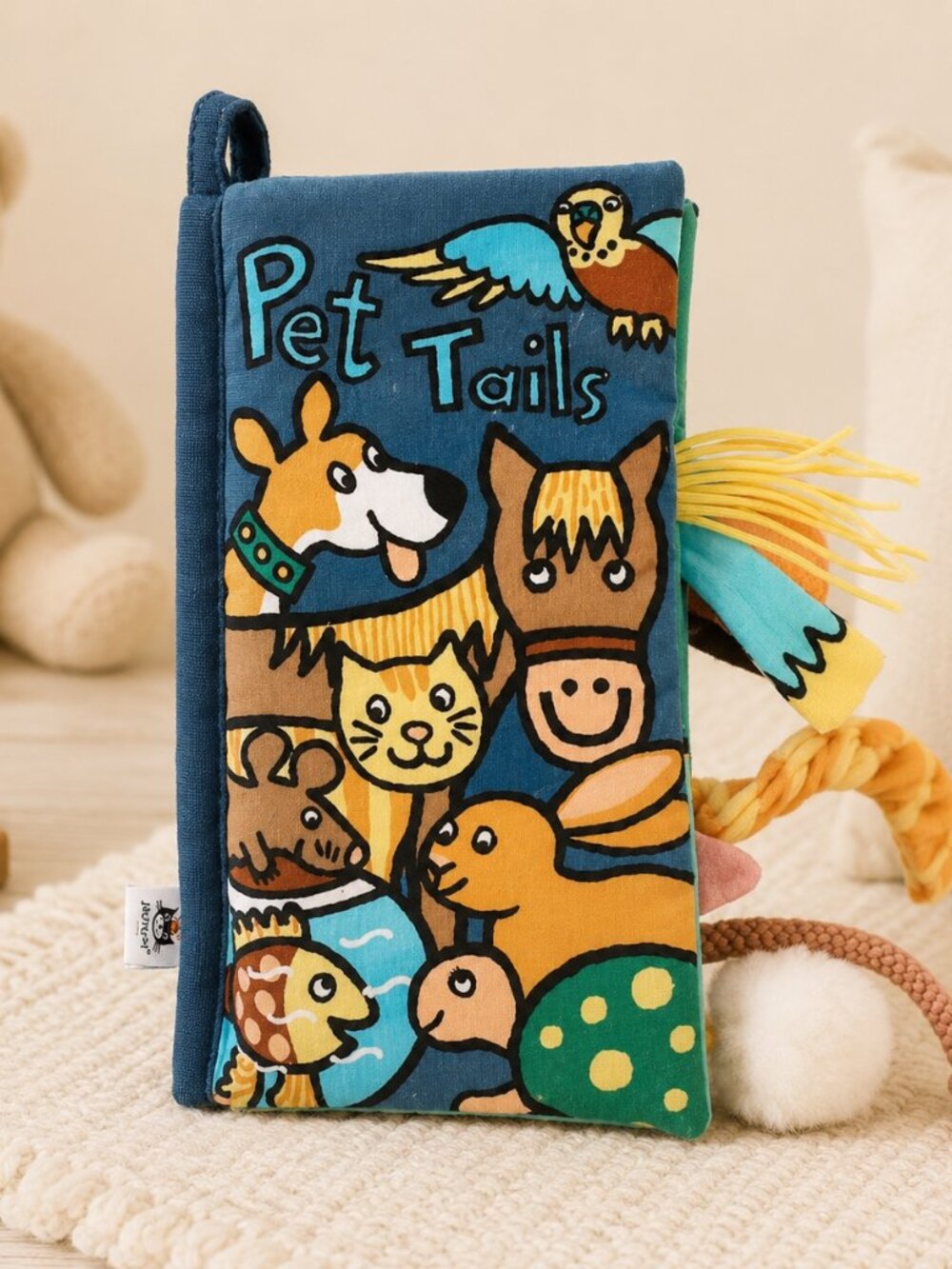 Jellycat Pet Tails Cloth Activity Book Retired OOP EUC Sensory Baby Toy